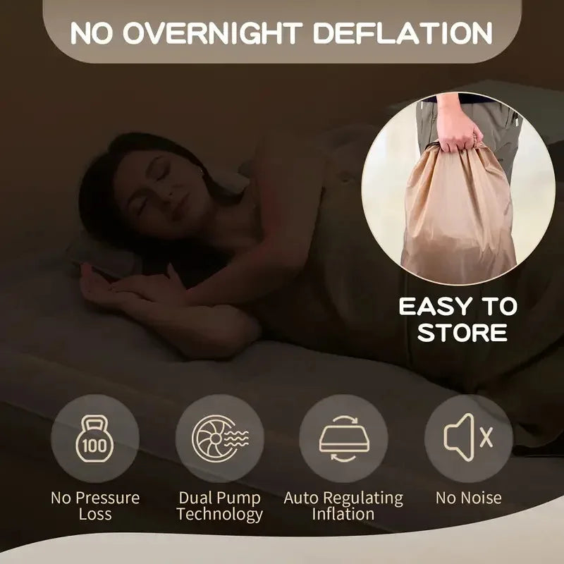 Interior Air Mattress Glamping Mats PVC Inflatable Sleeping Mattress Luxury 2 Person Camping Bed Mat Built-in Pump Thicken Mat