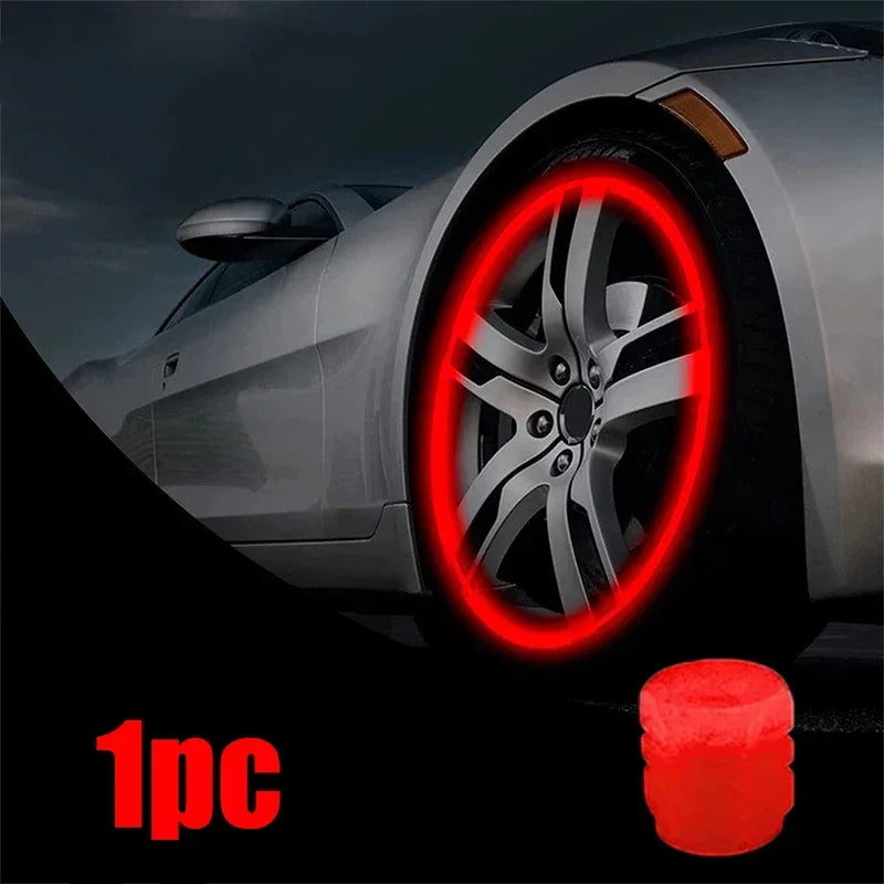 Luminous Valve Caps Fluorescent Night Car Tire Valve Caps Motorcycle Bike Glowing Decor Wheel Nozzles Tyre Cap Car Accessories