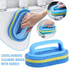 Multi Functional Cleaning Sponge with Handle for Kitchen Bathroom Tile Glass Bathtub Stain Removal Easy Grip Design