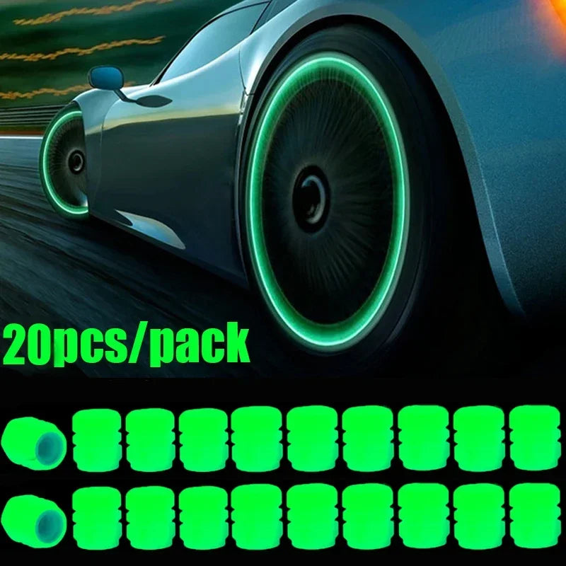 Luminous Valve Caps Fluorescent Night Car Tire Valve Caps Motorcycle Bike Glowing Decor Wheel Nozzles Tyre Cap Car Accessories