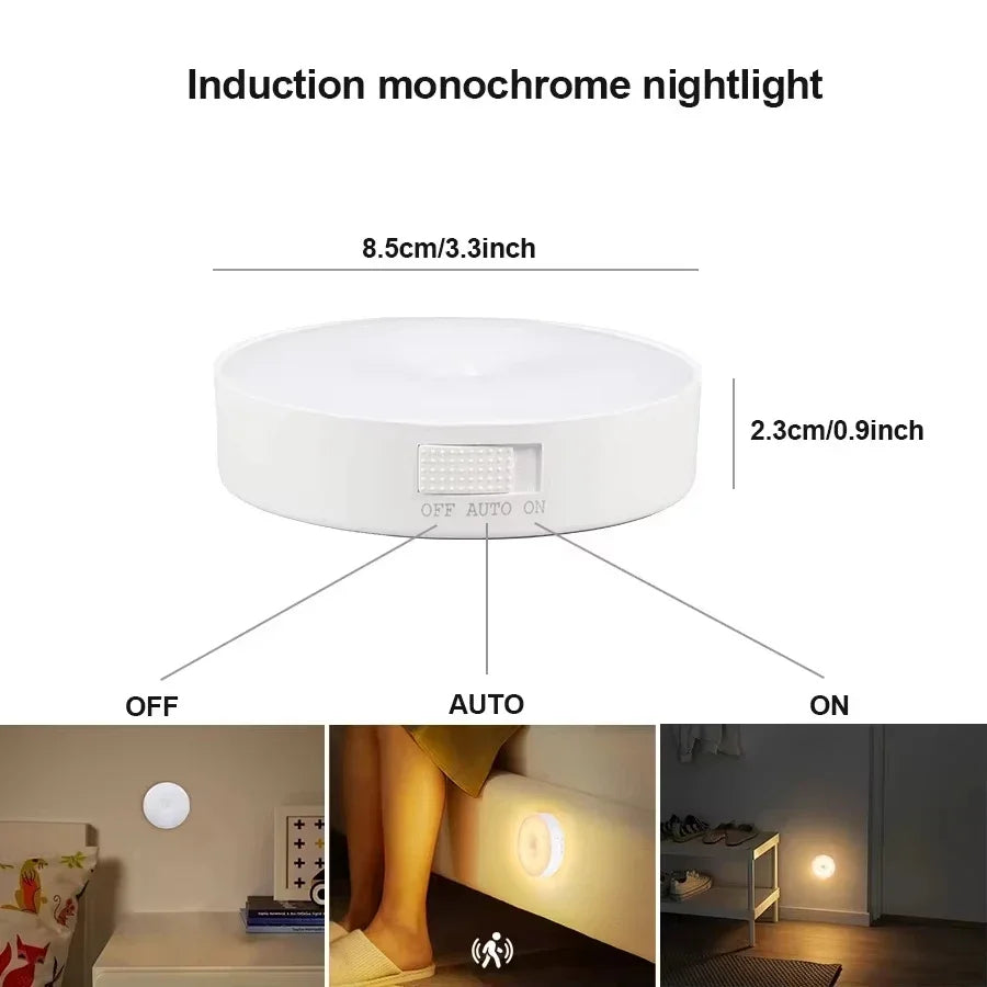 Type-C Rechargeable Motion Sensor LED Night Light for Kitchen Bedroom Stairs Hallway Cabinet Closet Wardrobe - Energy Efficient