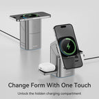MAXCO Qi2 3-in-1 Wireless charger with Auto-Rotating Phone Dock compatible with MagSafe for iPhone Apple Watch Ultra 2 Airpods