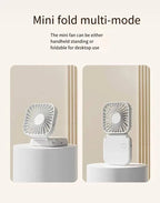 Mini Handheld Fan Mute Foldable Fan Multi-functional Turbine Fan USB Rechargeable Portable Hanging Neck Fan Mini Table Fan