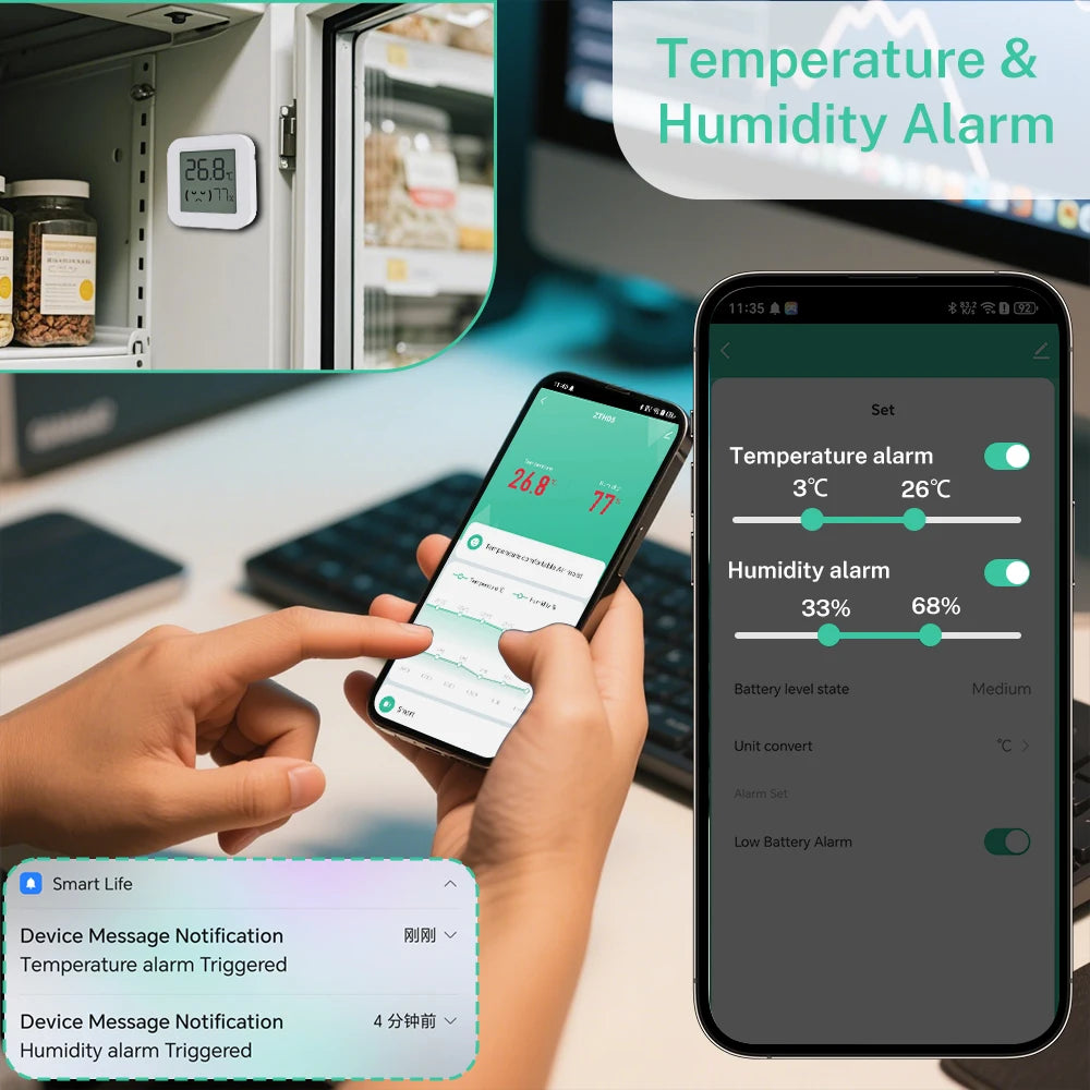 Zigbee2MQTT Tuya Temperature Humidity Sensor Thermometer Hygrometer Require Hub work with Tuya Smart Alexa Yandex Home Assistant
