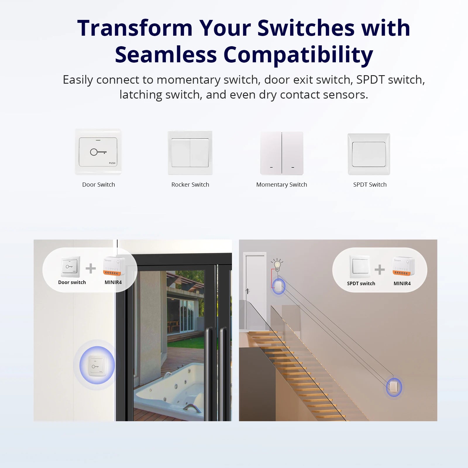 SONOFF MINIR4 WiFi Smart Switch 2 Way Control Mini Extreme Smart Home Relay Support R5 S-MATE Voice for Alexa Alice Google Home