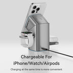 MAXCO Qi2 3-in-1 Wireless charger with Auto-Rotating Phone Dock compatible with MagSafe for iPhone Apple Watch Ultra 2 Airpods
