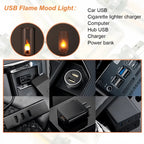 USB LED Flame Type Night Light Frosted Clear Glass Flickering Dynamic Flame Light Flash Mood Lighting for Car Interior Home Lamp