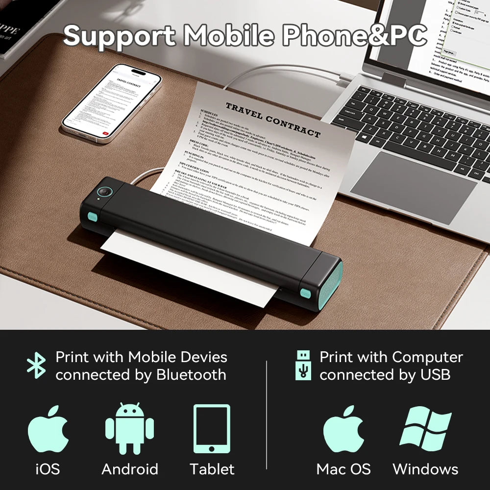 Phomemo M08F A4 Thermal Printer Portable Wireless Bluetooth Printer for Tattoo Stencils Compatible with Phone PC