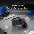 Backlit Wireless Ergonomic Mouse with Smart Flying Scroll,Function Adjustment Knob,Bluetooth&2.4G Rechargeable Gaming Mouse