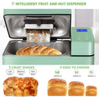 l 2.2LB Large Bread Maker - Dual Heaters, 17 In 1 Gluten Free Bread Maker, Pizza Dough, Jam, Automatic Nut Dispenser L