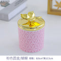 Creative Ceramic Jewelry Storage Jar Electroplating Golden Animal Cover Wedding Candy Gift Box Household Mini Sealed Jar Decor