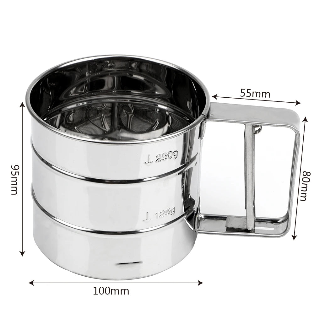 HILIFE Pastry Baking Tools Bakeware Baking Icing Sugar Shaker Powder Flour Mesh Sifter Cup Stainless Steel Sieve Cup
