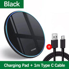 30W Wireless Charger Pad for iPhone 17 16 15 14 13 12 11 Samsung Xiaomi Phone Chargers Induction Fast Charging Dock Station
