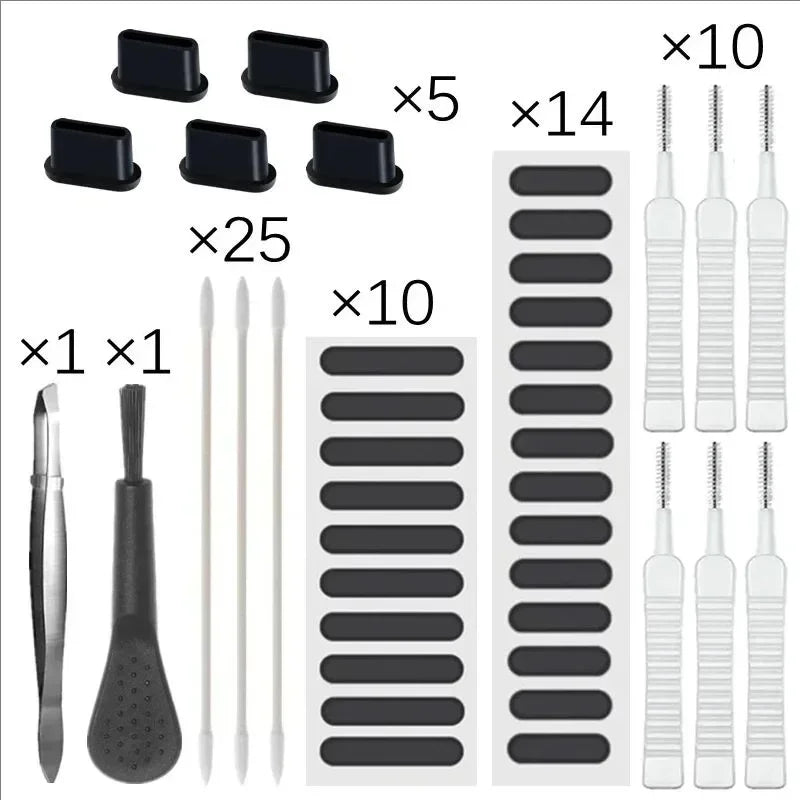 66PCS Mobile Phone Speaker Charging Port Cleaning Set Dust Plug for iPhone 16 15 14 Earphones Clean Kit Brush for Samsung Xiaomi