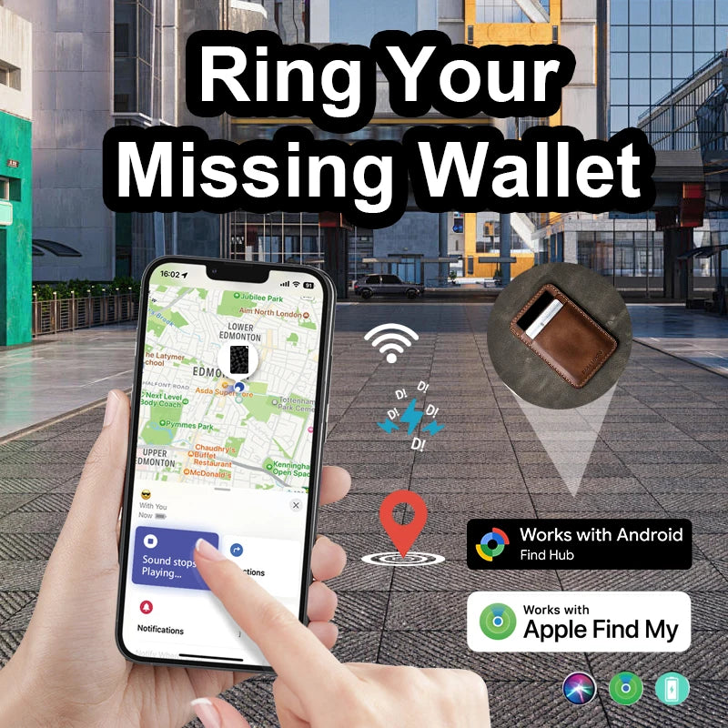 New Bluetooth Wallet Tracker Card Android Ultra thin Wireless Charging Work with Google or A-pple Find My Waterproof Key Tracker