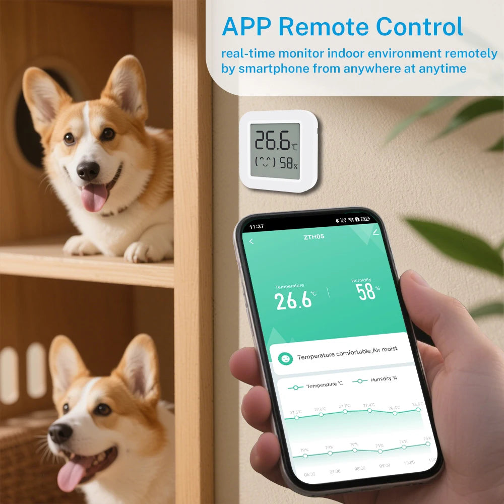 Zigbee2MQTT Tuya Temperature Humidity Sensor Thermometer Hygrometer Require Hub work with Tuya Smart Alexa Yandex Home Assistant